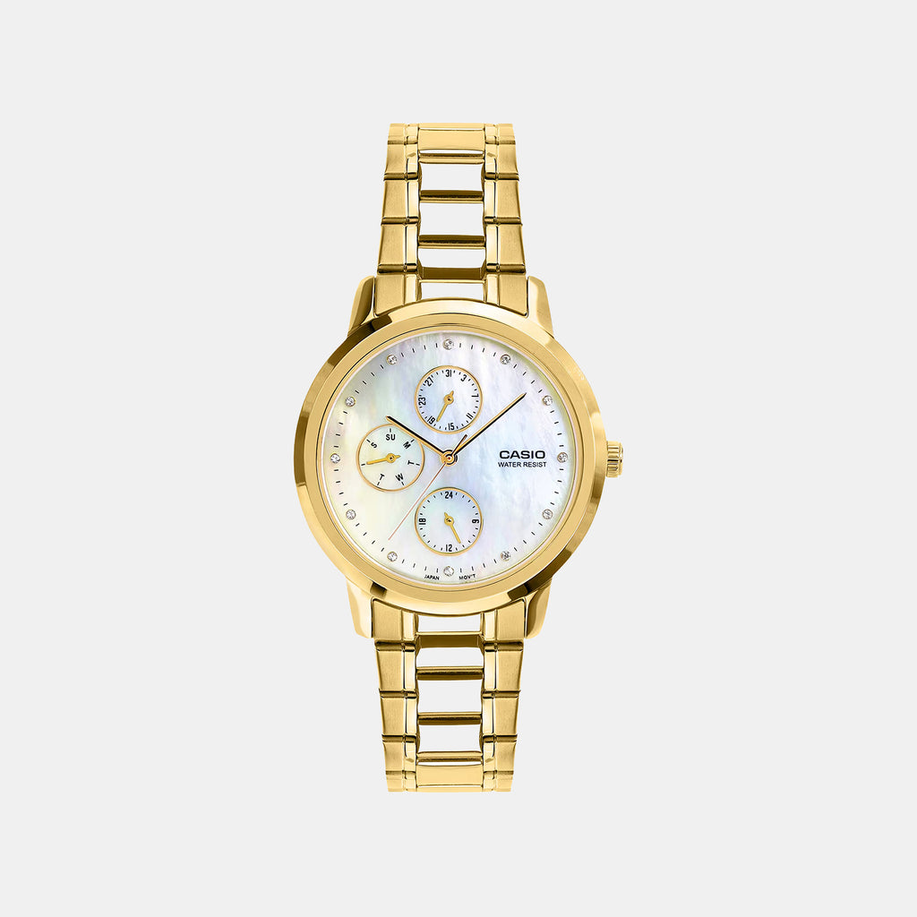 Women Quartz White Dial Analog Stainless Steel Watch A2494