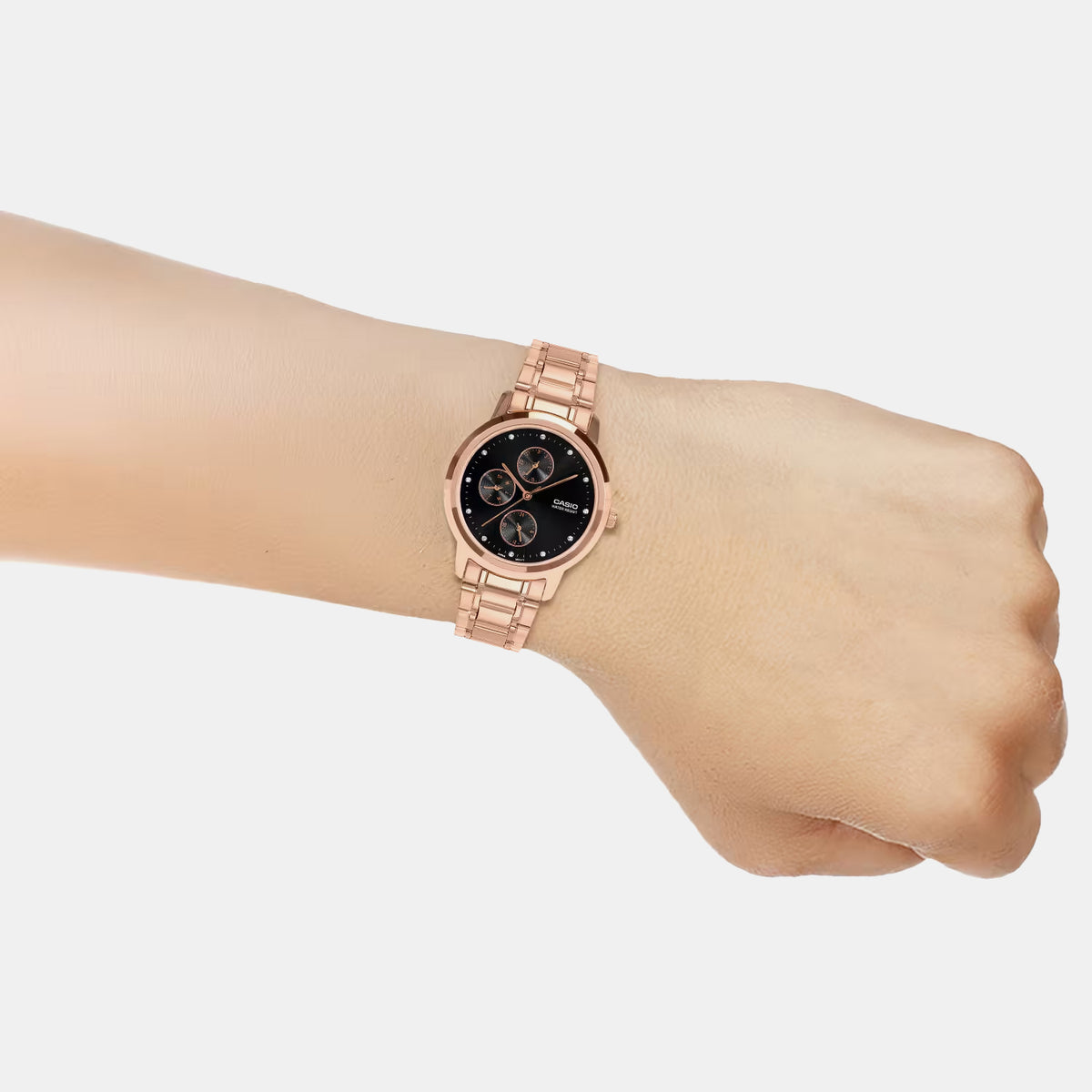 Enticer Women Quartz Black Dial Multi-Function Stainless Steel Watch A2496