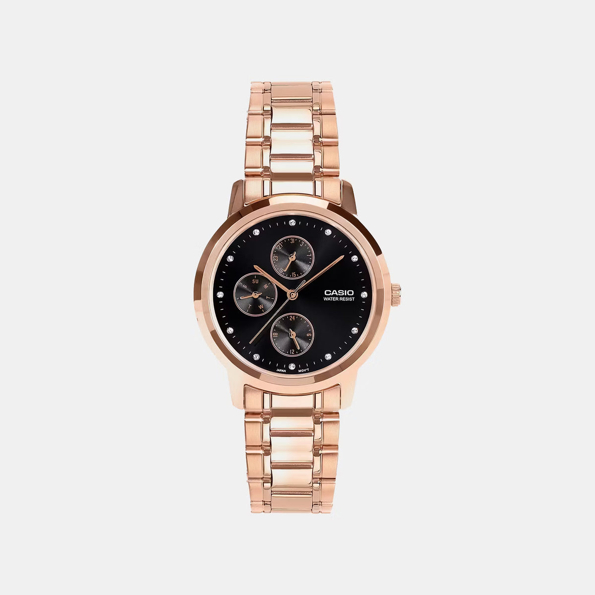 Enticer Women Quartz Black Dial Multi-Function Stainless Steel Watch A2496