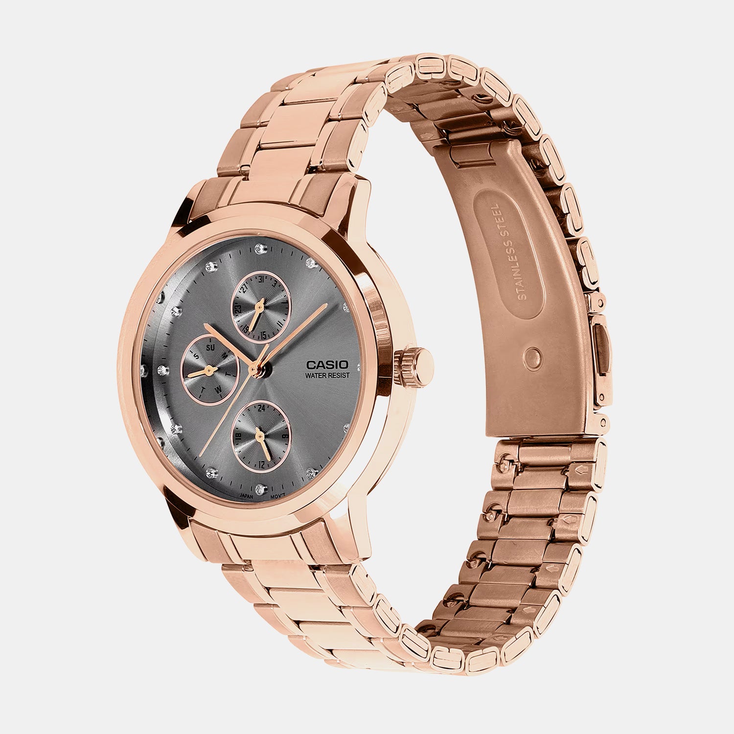 Women Quartz Grey Dial Analog Stainless Steel Watch A2497