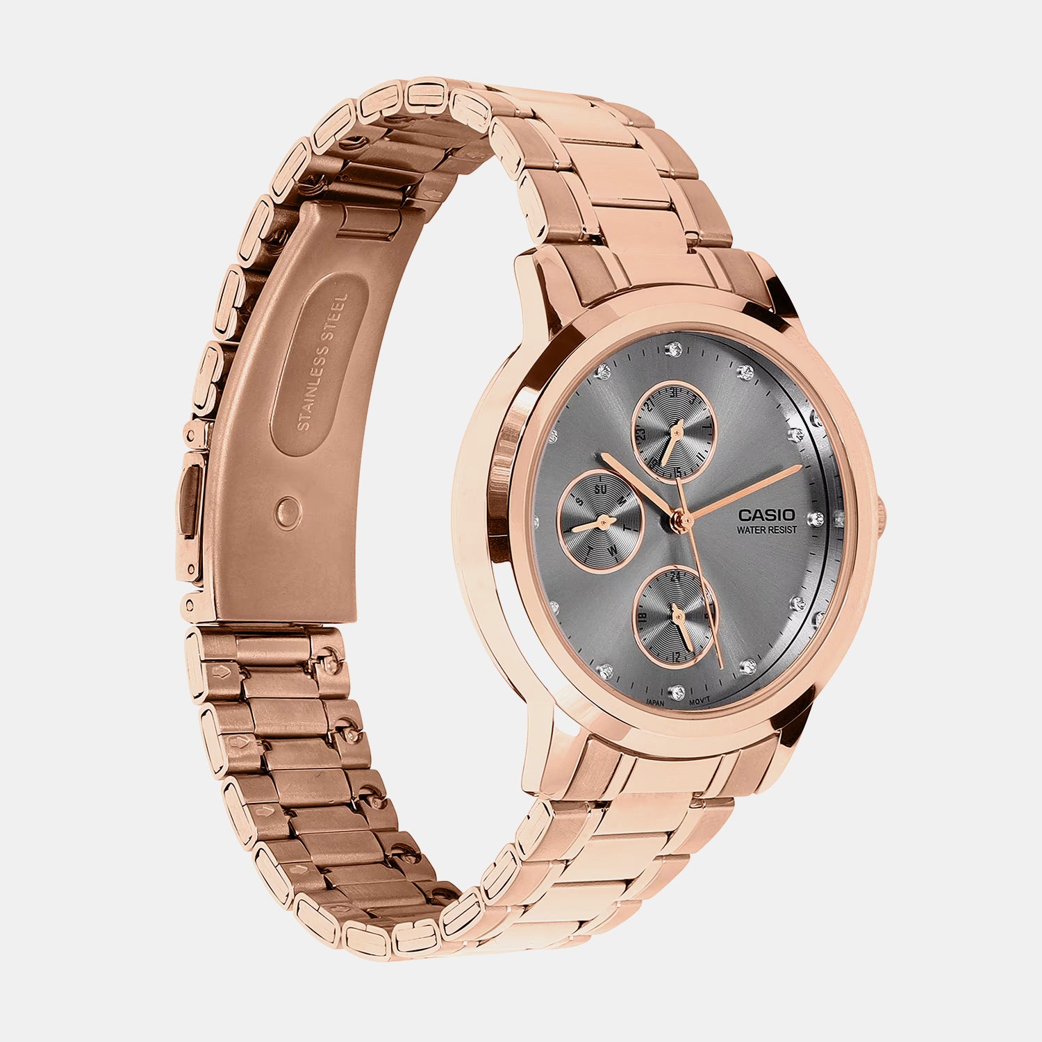 Women Quartz Grey Dial Analog Stainless Steel Watch A2497