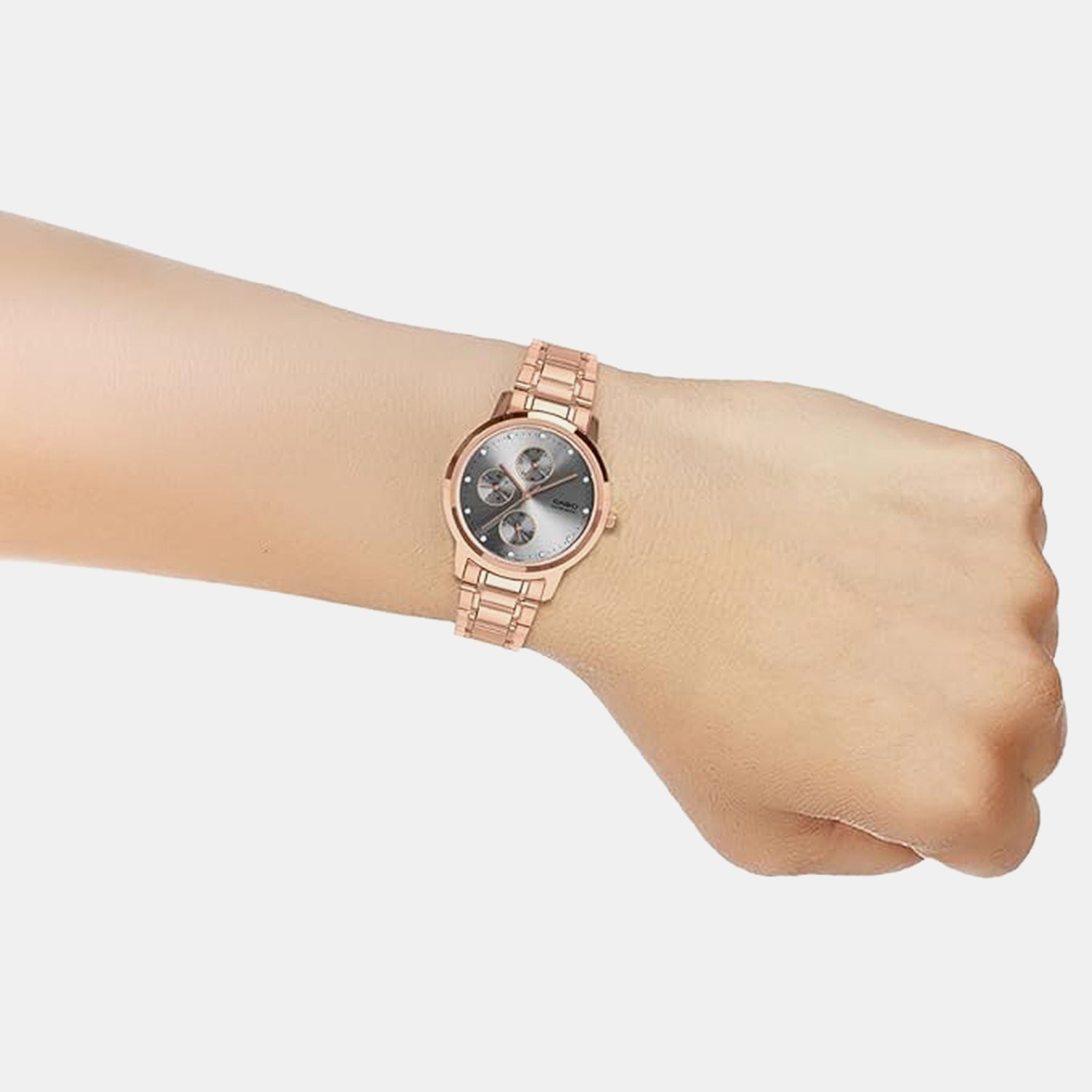 Women Quartz Grey Dial Analog Stainless Steel Watch A2497