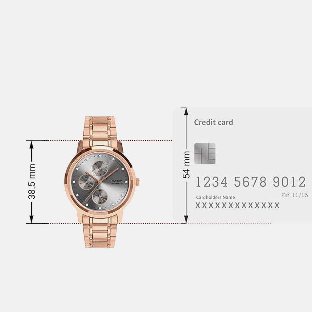 Women Quartz Grey Dial Analog Stainless Steel Watch A2497