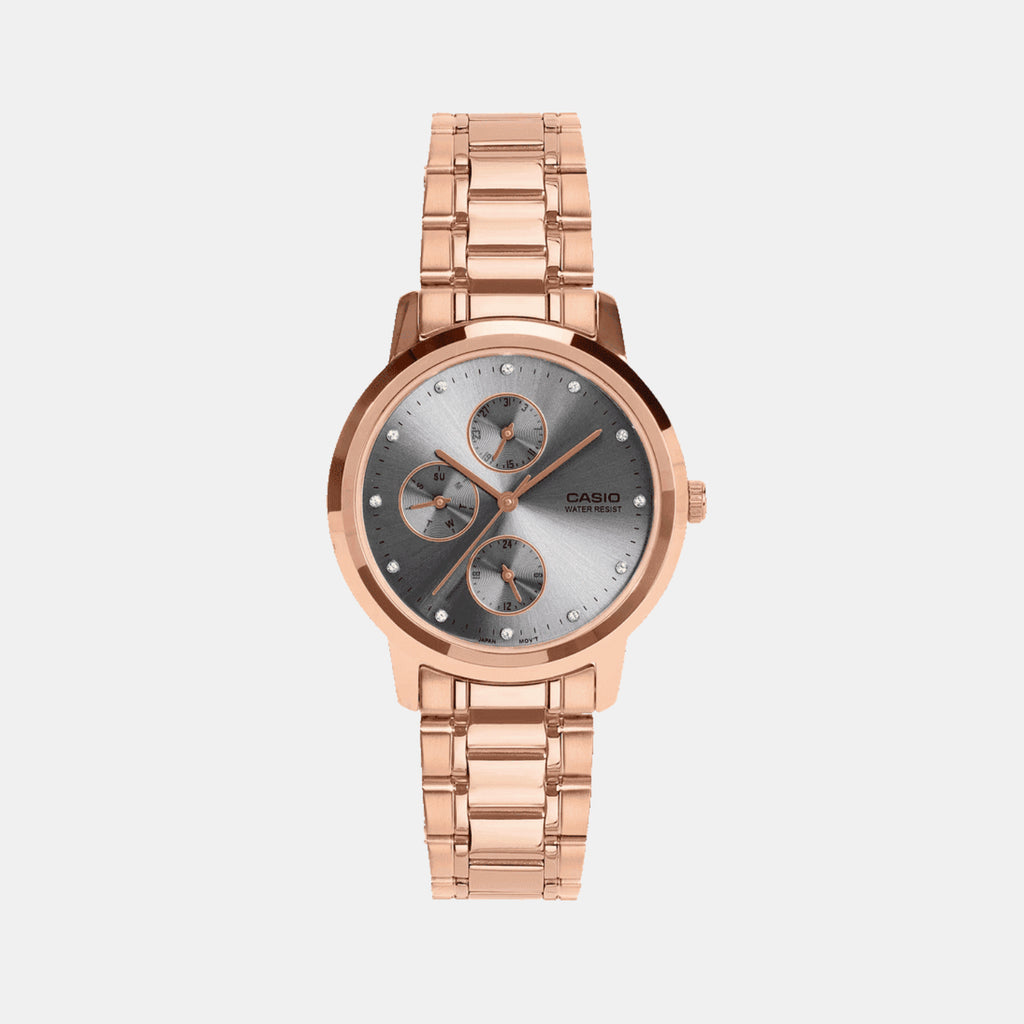 Women Quartz Grey Dial Analog Stainless Steel Watch A2497