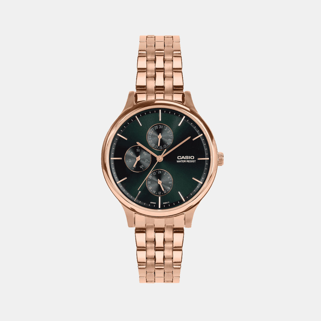 Enticer Women Quartz Green Dial Analog Stainless Steel Watch A2498