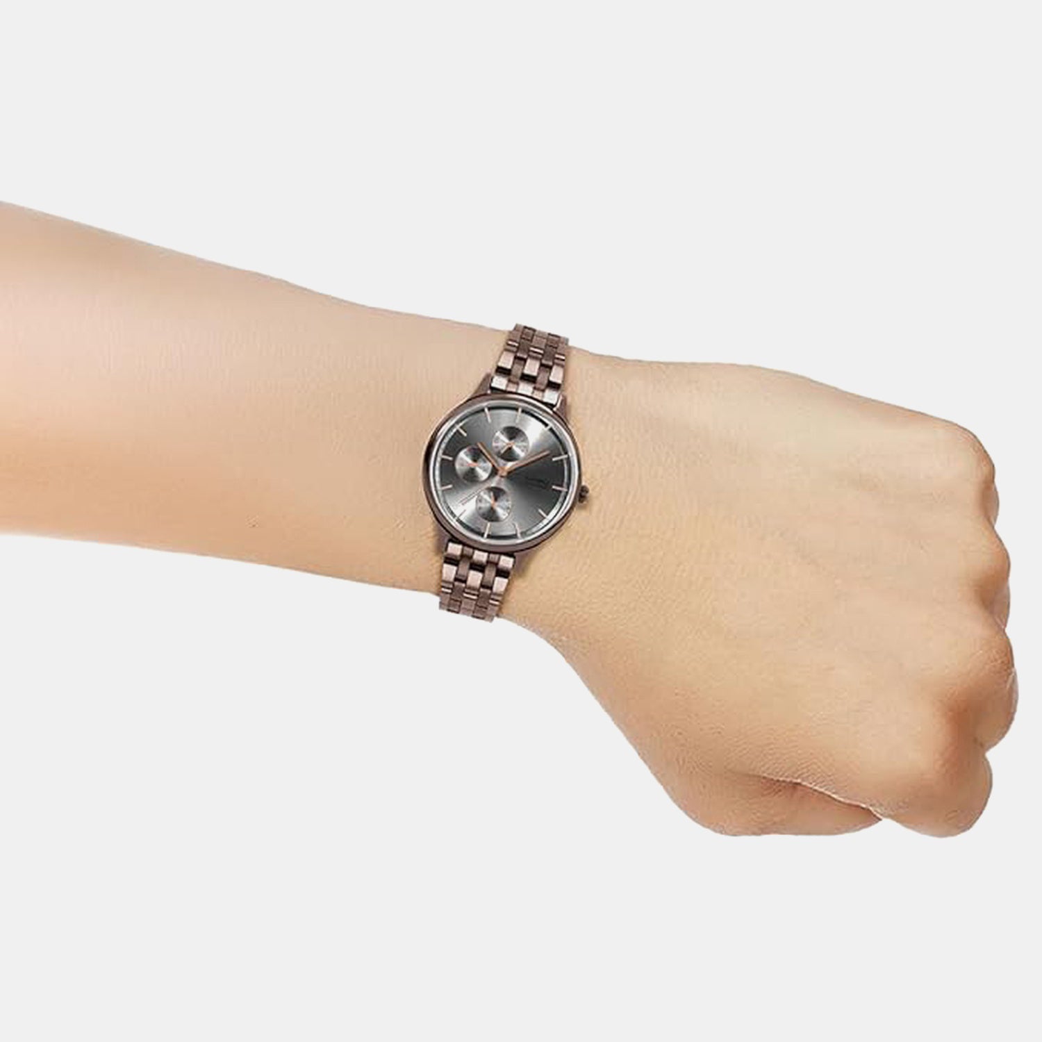 Enticer Women Quartz Grey Dial Multi-Function Stainless Steel Watch A2499