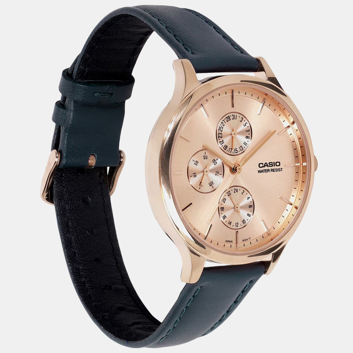 Enticer Women Quartz Rose Gold Dial Multi-Function Leather Watch A2500
