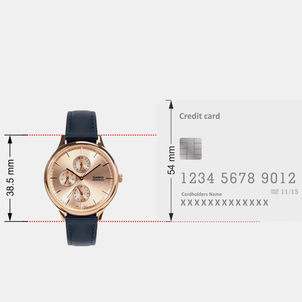 Enticer Women Quartz Rose Gold Dial Multi-Function Leather Watch A2500