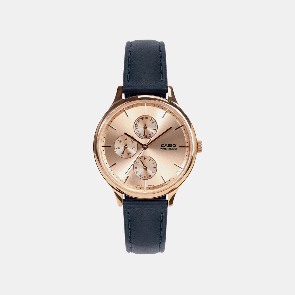 Enticer Women Quartz Rose Gold Dial Multi-Function Leather Watch A2500