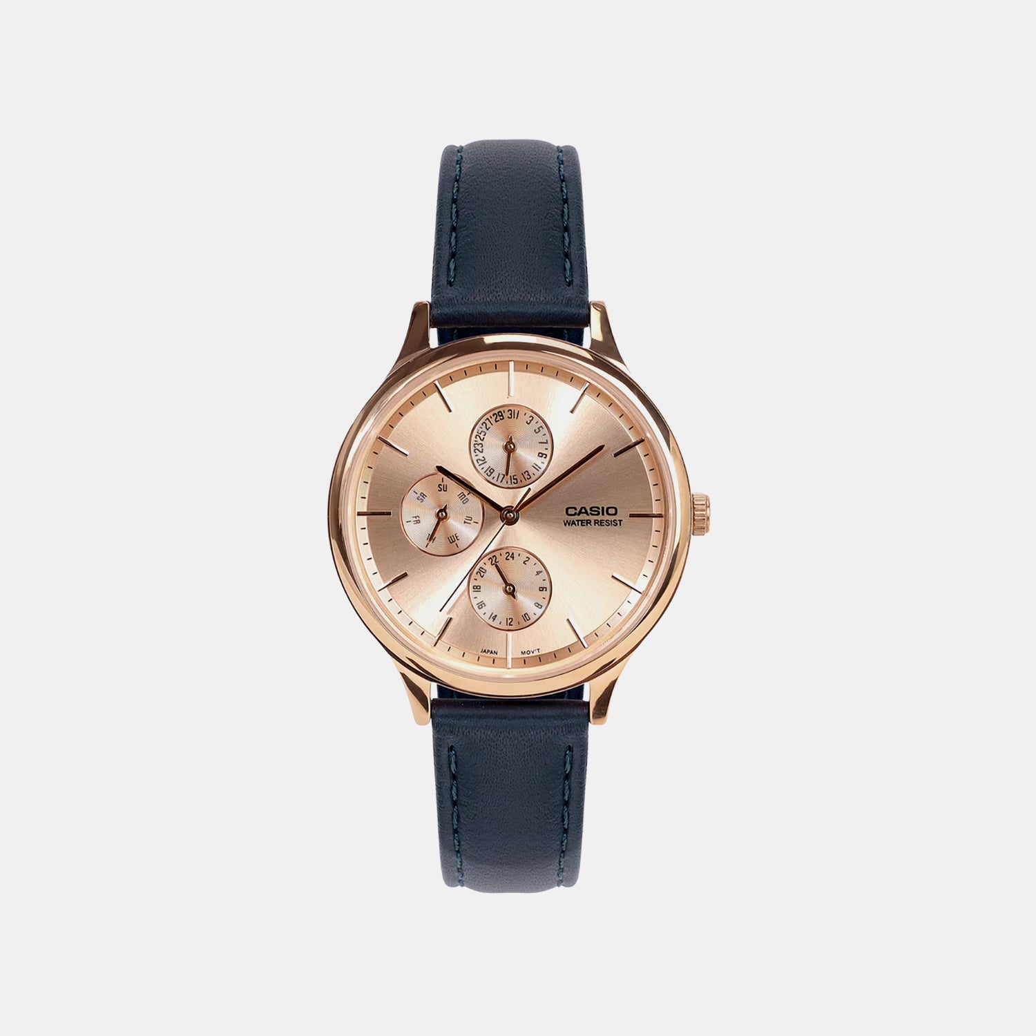 Enticer Women Quartz Rose Gold Dial Multi-Function Leather Watch A2500