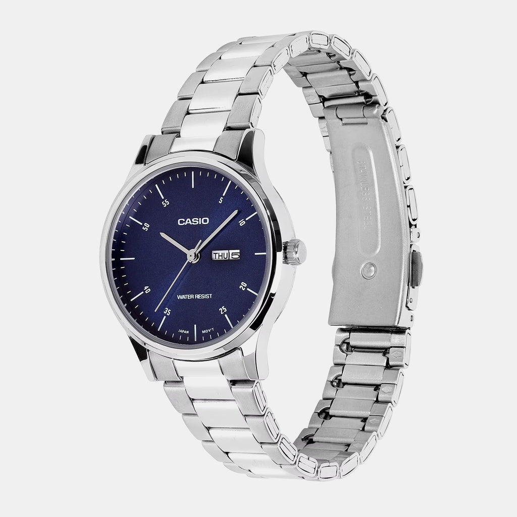 Women Quartz Blue Dial Analog Stainless Steel Watch A2502
