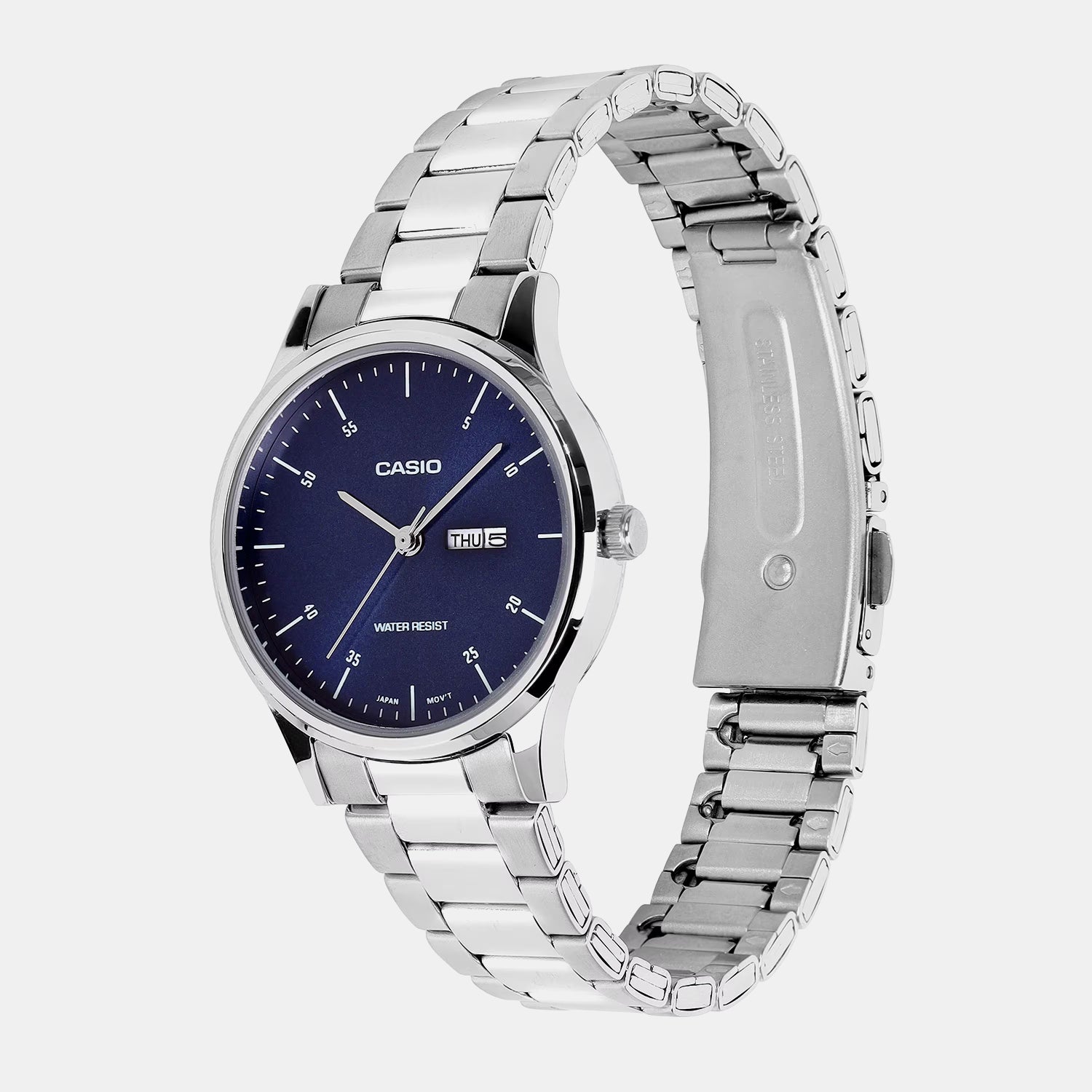 Women Quartz Blue Dial Analog Stainless Steel Watch A2502