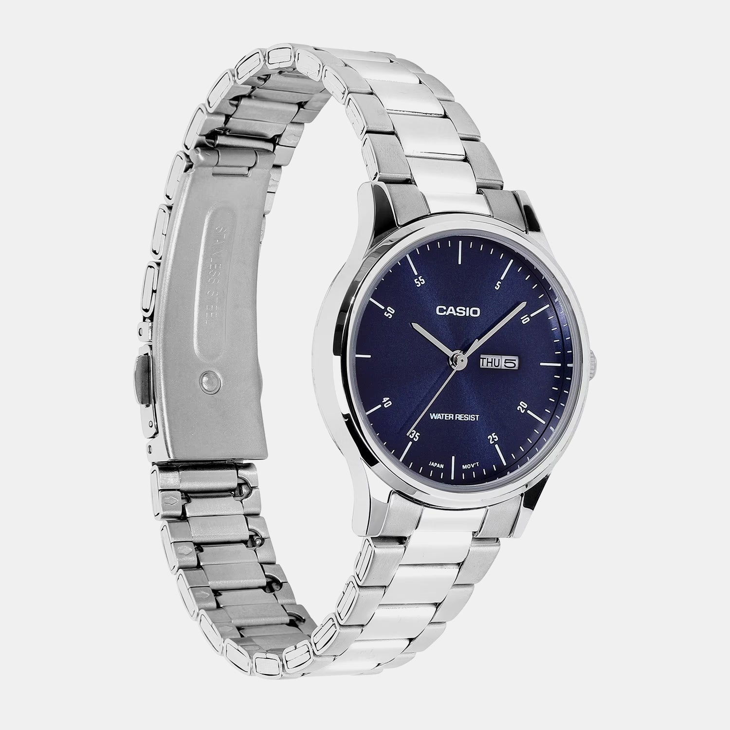 Women Quartz Blue Dial Analog Stainless Steel Watch A2502