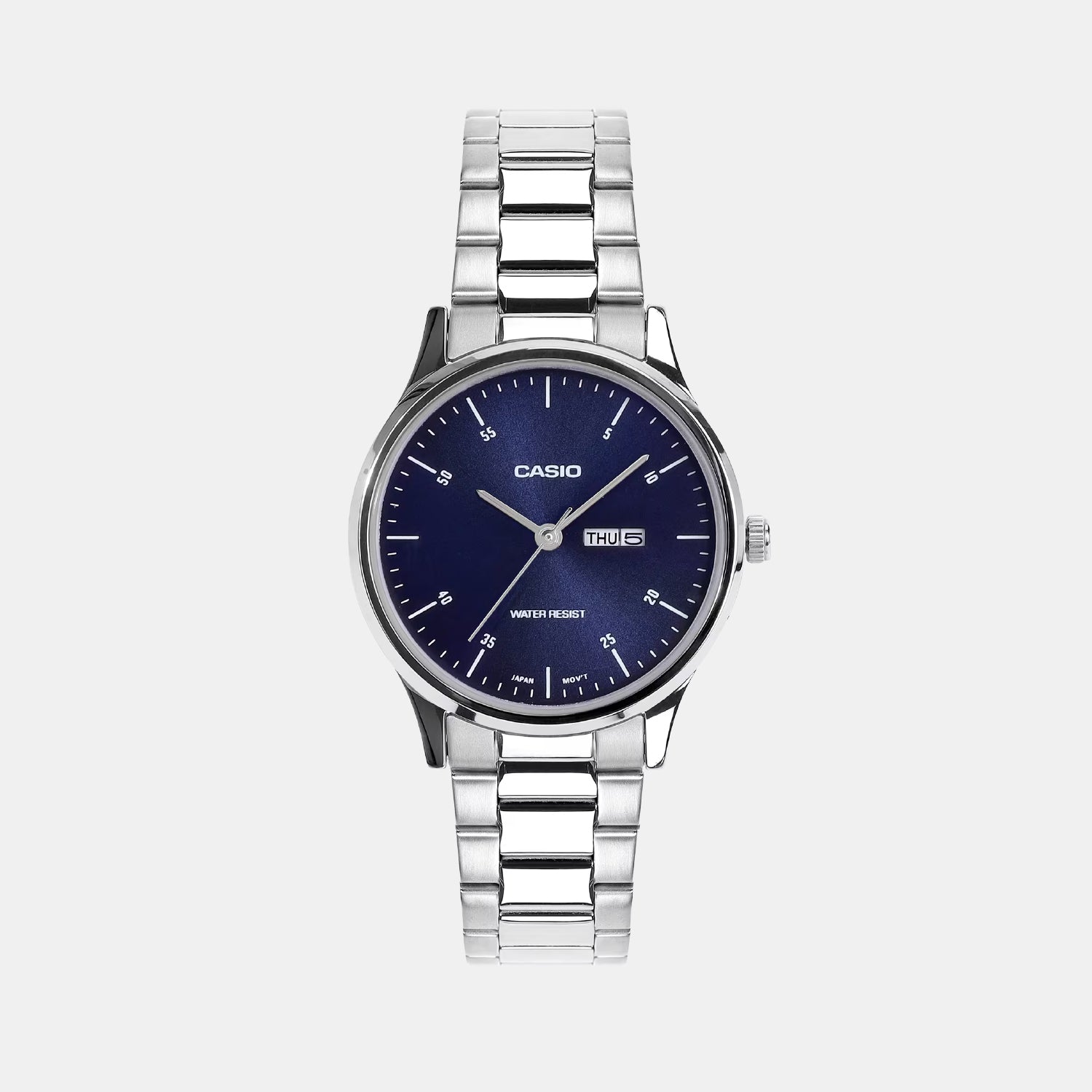 Women Quartz Blue Dial Analog Stainless Steel Watch A2502