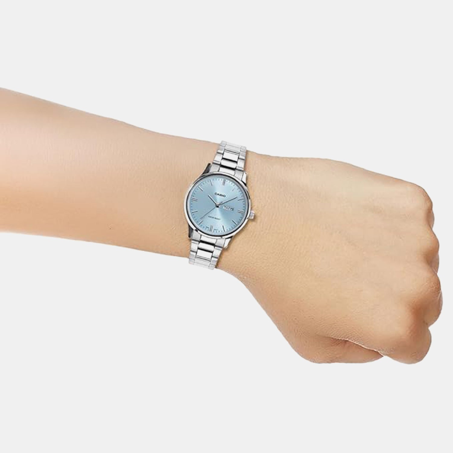 Women Quartz Blue Dial Analog Stainless Steel Watch A2503