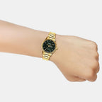 Women Quartz Green Dial Analog Stainless Steel Watch A2506