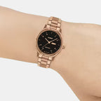 Women Quartz Black Dial Analog Stainless Steel Watch A2509