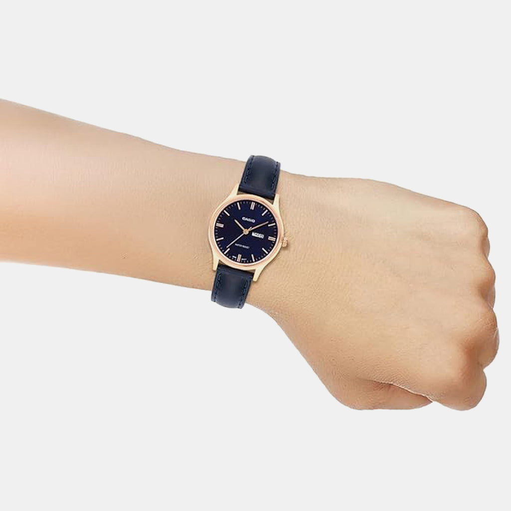 Women Quartz Blue Dial Analog Leather Watch A2511