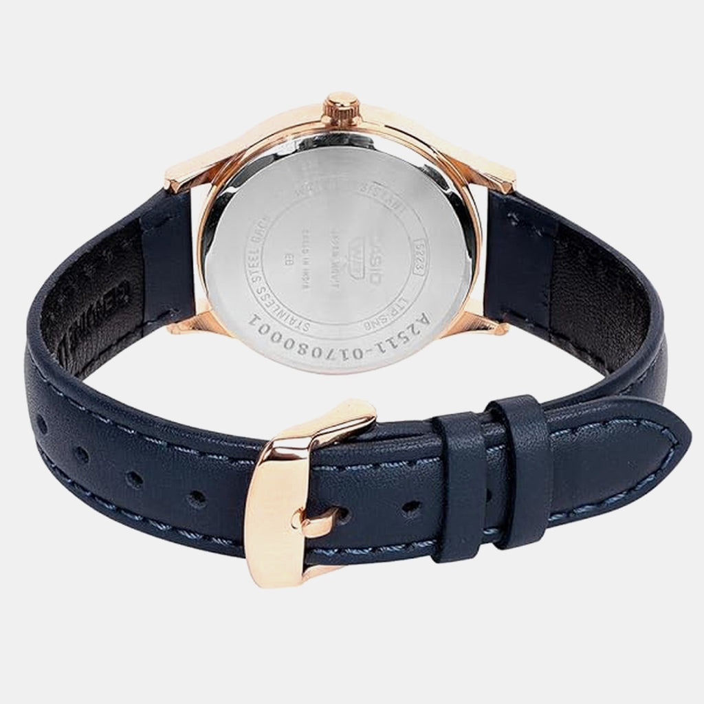 Women Quartz Blue Dial Analog Leather Watch A2511