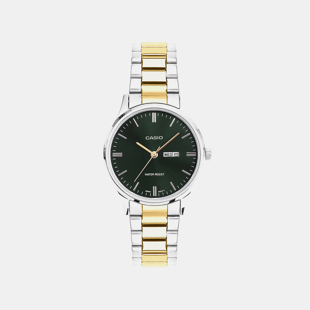 Women Quartz Green Dial Analog Stainless Steel Watch A2513