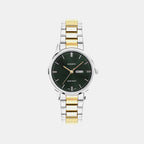 Women Quartz Green Dial Analog Stainless Steel Watch A2513