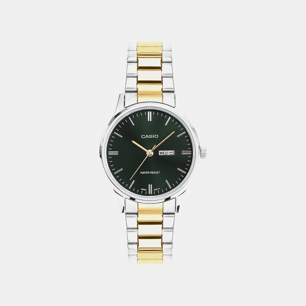 Women Quartz Green Dial Analog Stainless Steel Watch A2513