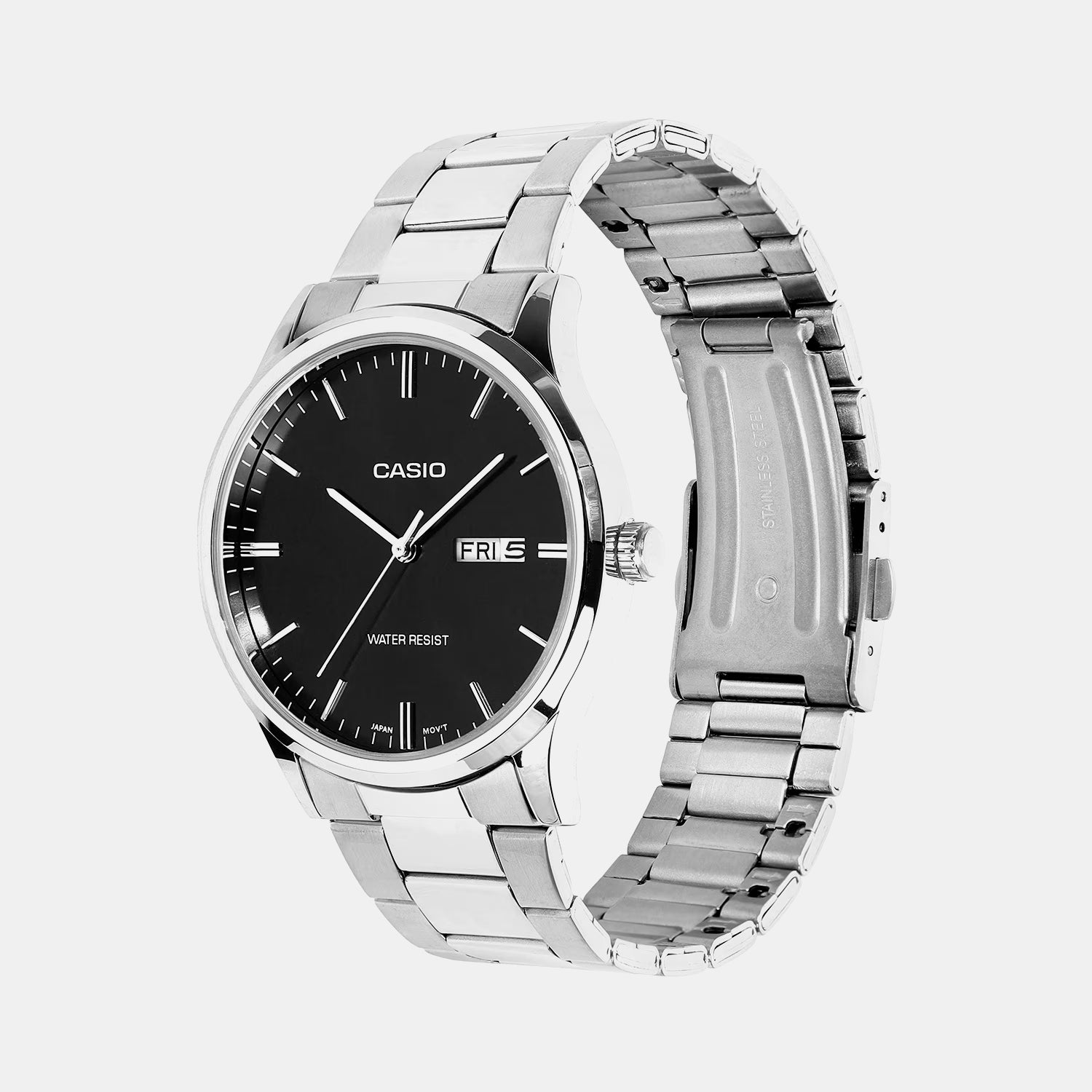 Men Quartz Black Dial Analog Stainless Steel Watch A2514