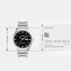 Men Quartz Black Dial Analog Stainless Steel Watch A2514