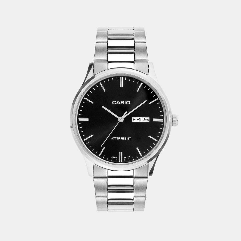 Men Quartz Black Dial Analog Stainless Steel Watch A2514