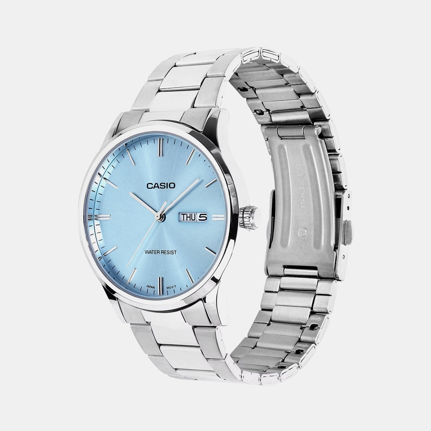 Men Quartz Blue Dial Analog Stainless Steel Watch A2515