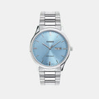Men Quartz Blue Dial Analog Stainless Steel Watch A2515