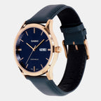 Men Quartz Blue Dial Analog Leather Watch A2516