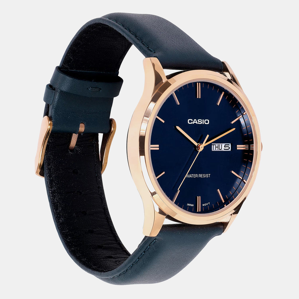 Men Quartz Blue Dial Analog Leather Watch A2516