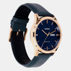 Men Quartz Blue Dial Analog Leather Watch A2516