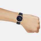 Men Quartz Blue Dial Analog Leather Watch A2516