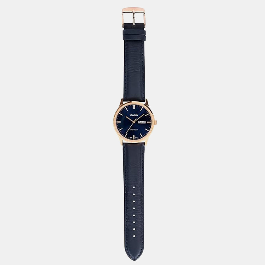 Men Quartz Blue Dial Analog Leather Watch A2516