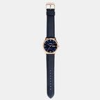 Men Quartz Blue Dial Analog Leather Watch A2516