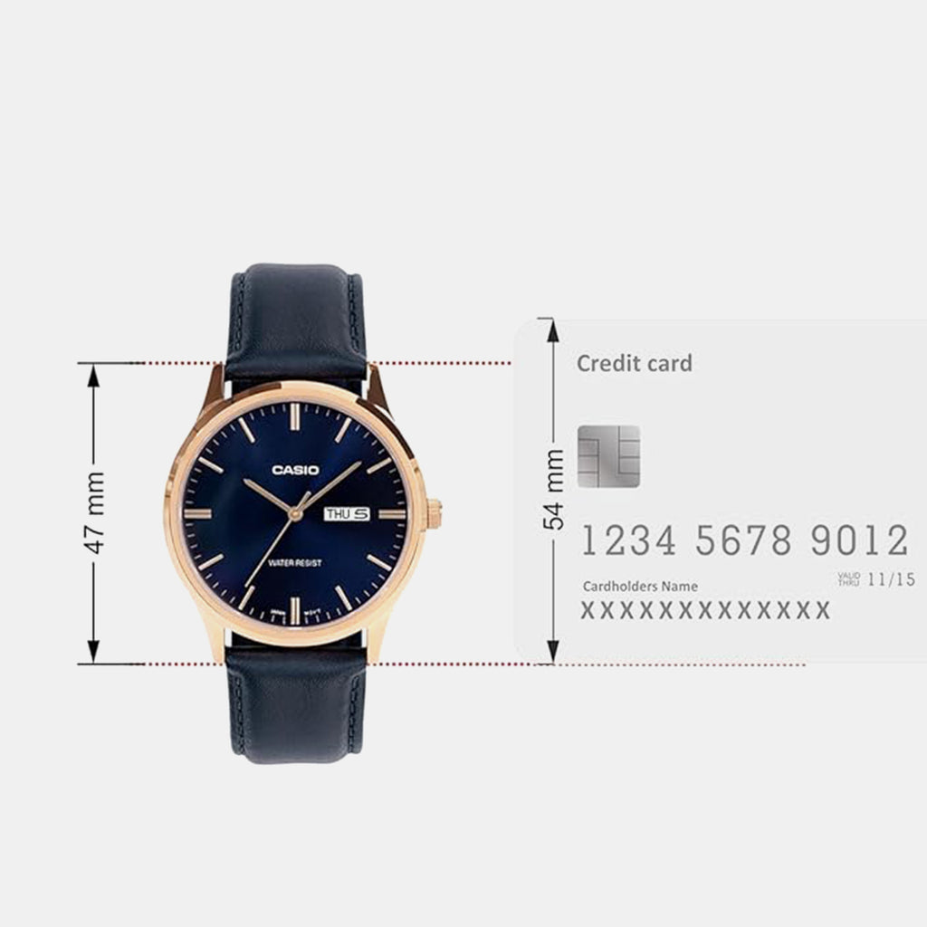Men Quartz Blue Dial Analog Leather Watch A2516