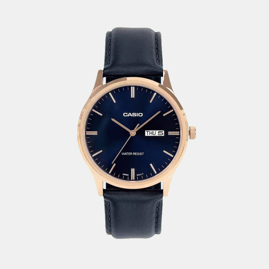 Men Quartz Blue Dial Analog Leather Watch A2516