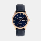 Men Quartz Blue Dial Analog Leather Watch A2516