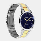 Men Quartz Blue Dial Analog Stainless Steel Watch A2517