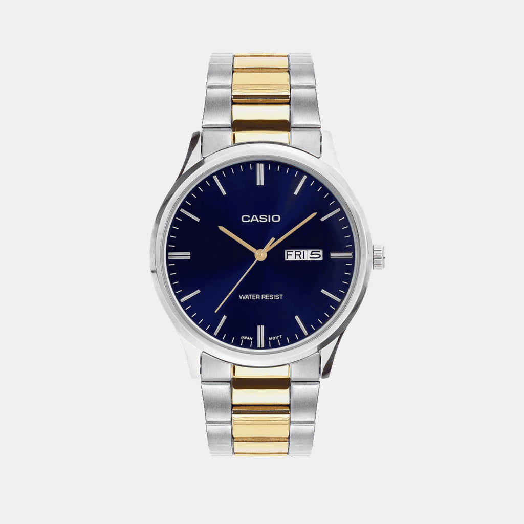 Men Quartz Blue Dial Analog Stainless Steel Watch A2517