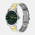 Men Quartz Green Dial Analog Stainless Steel Watch A2518
