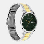 Men Quartz Green Dial Analog Stainless Steel Watch A2518