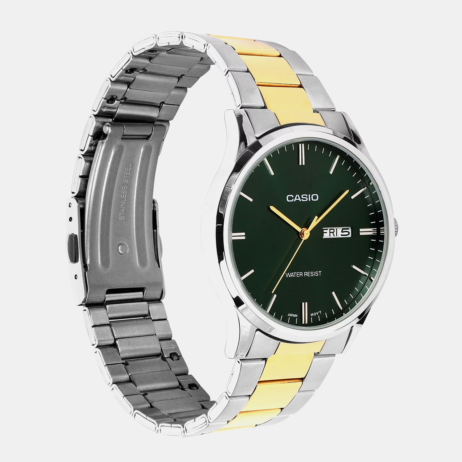 Men Quartz Green Dial Analog Stainless Steel Watch A2518