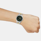 Men Quartz Green Dial Analog Stainless Steel Watch A2518