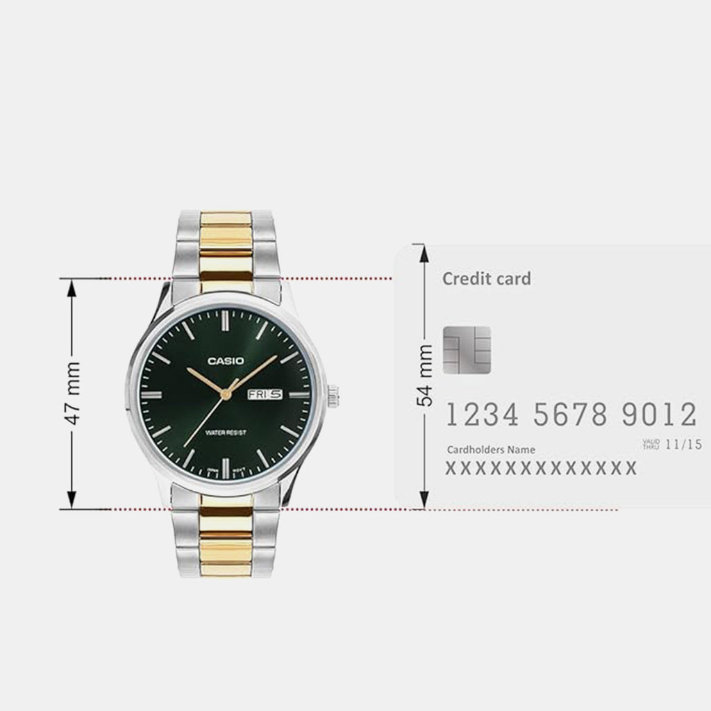 Men Quartz Green Dial Analog Stainless Steel Watch A2518