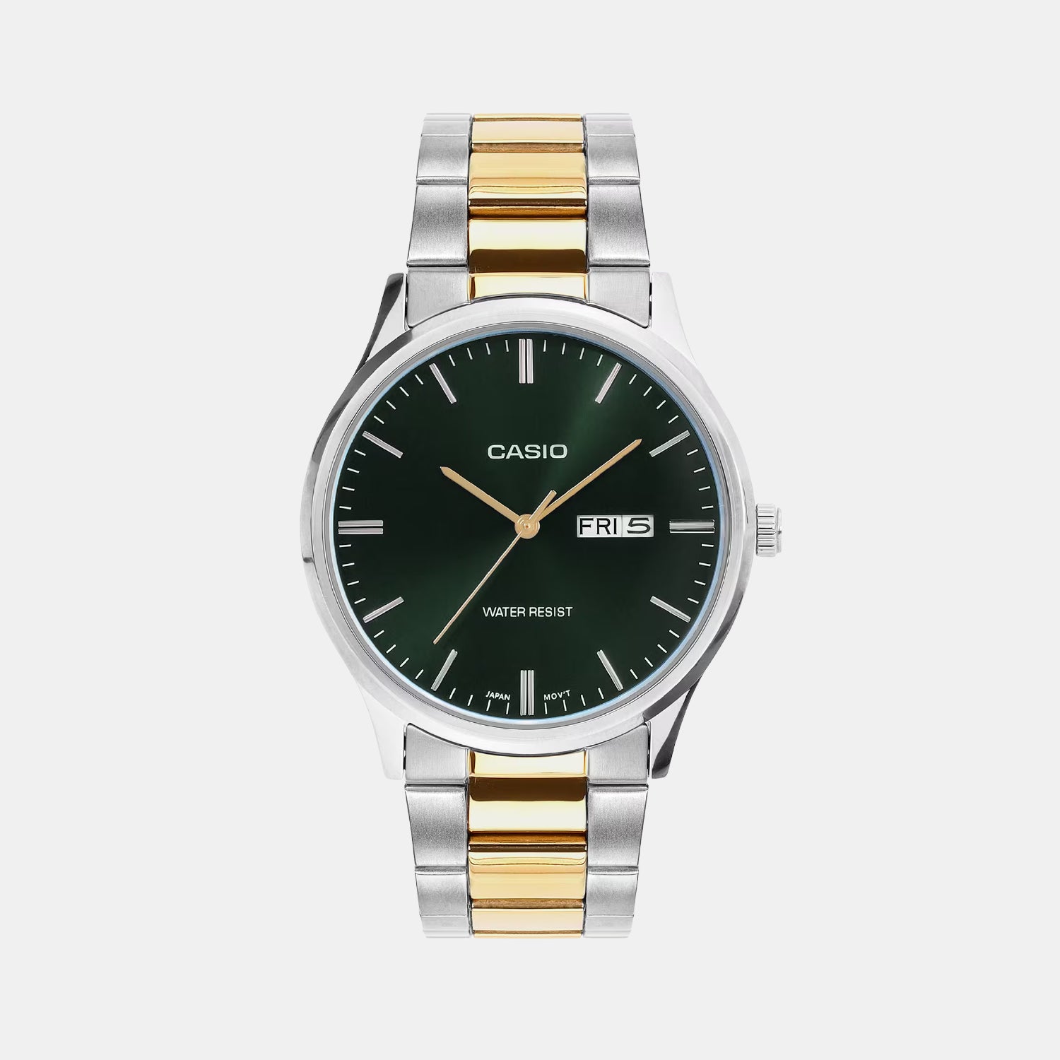 Men Quartz Green Dial Analog Stainless Steel Watch A2518