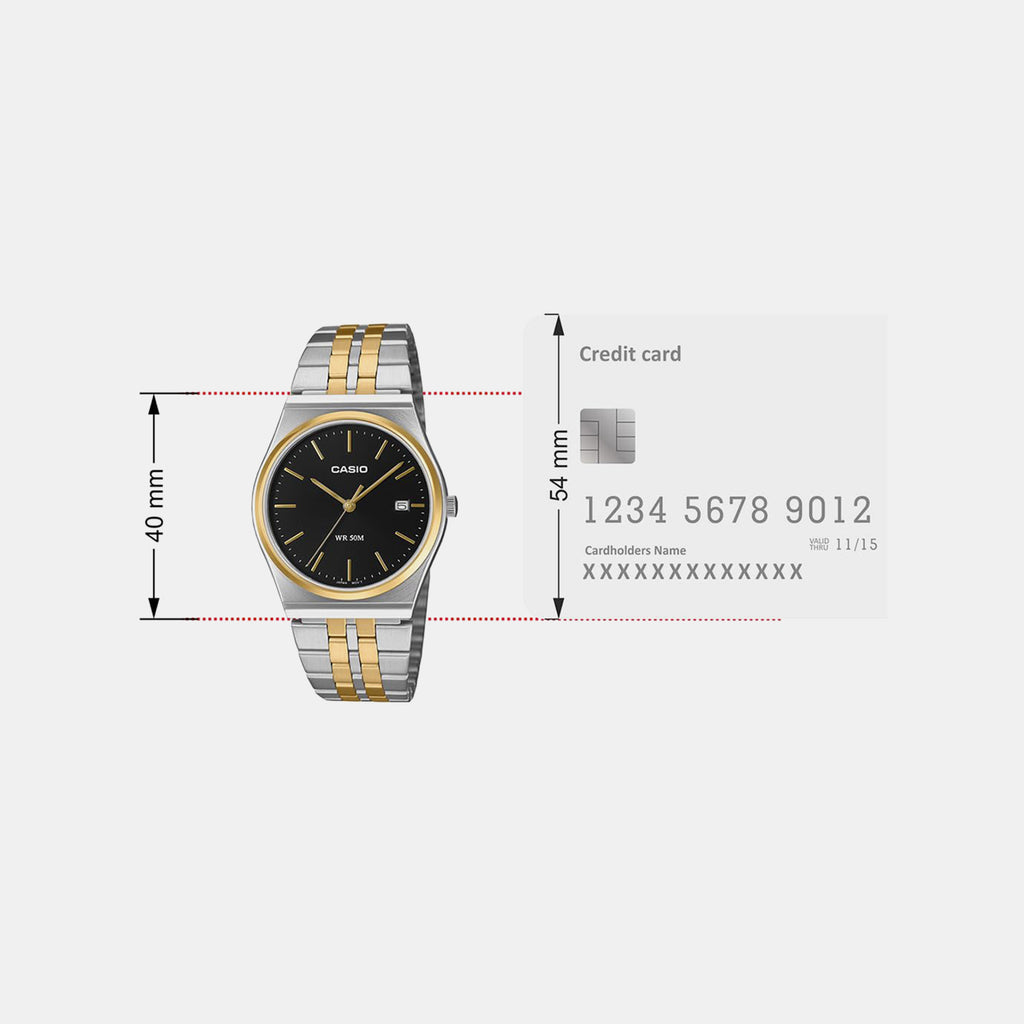 Enticer Men Quartz Black Dial Analog Stainless Steel Watch MTP-B145SG-1AVDF A2521