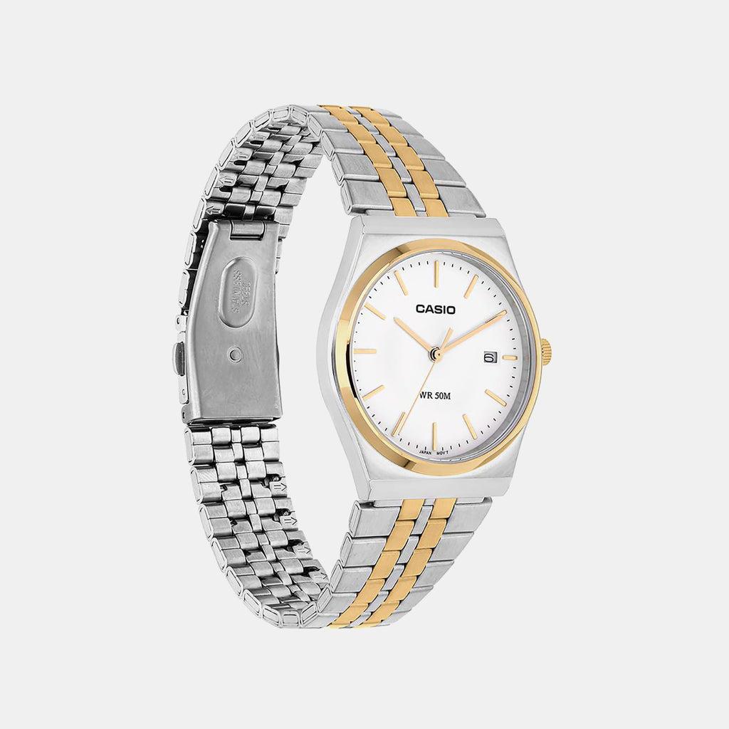 Enticer Men Quartz White Dial Analog Stainless Steel Watch MTP-B145SG-7AVDF A2522